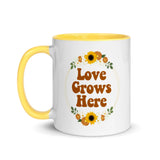 "Love Grows Here" Floral Mug